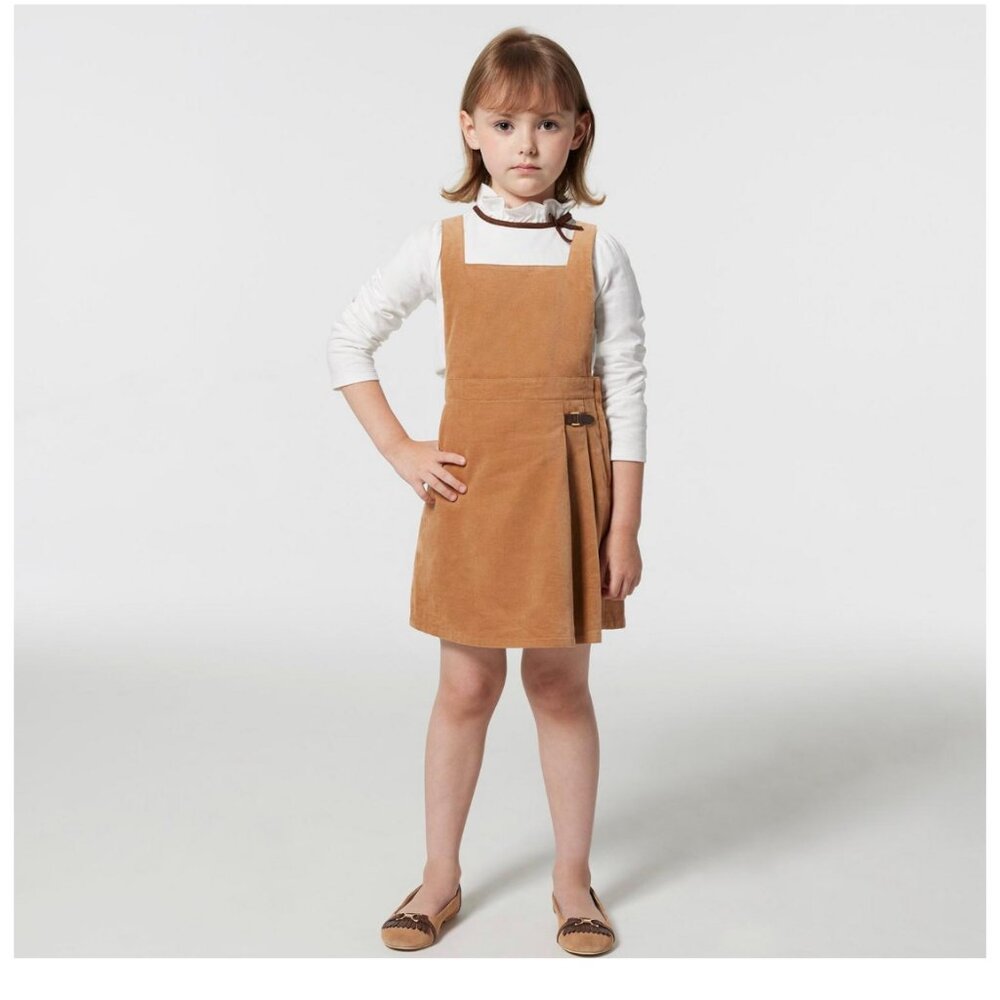 Janie and Jack  Girls Pleated Jumper Dress 4T Beach Tan